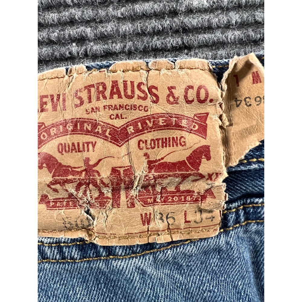 Levi's 501 Original Fit Jeans Mens 36x34 Light Wash Button - Picture 10 of 12